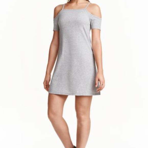 Express Dresses & Skirts - Express Cold Shoulder Ribbed Gray Dress NWOT
